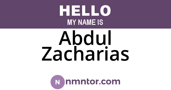 Abdul Zacharias