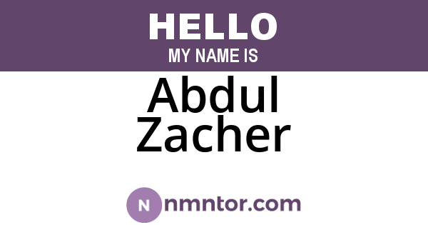 Abdul Zacher