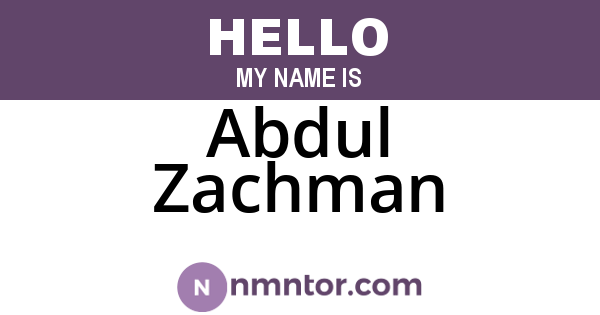 Abdul Zachman