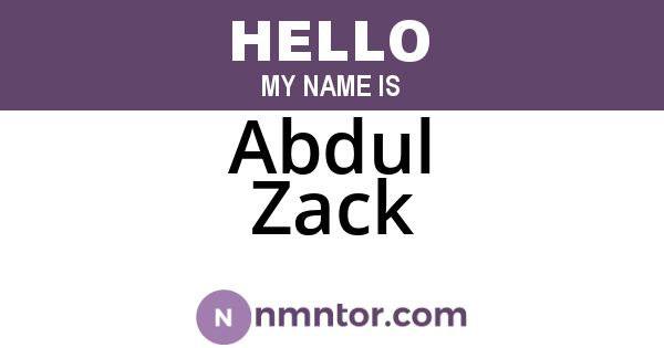 Abdul Zack