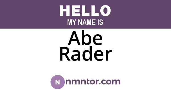 Abe Rader