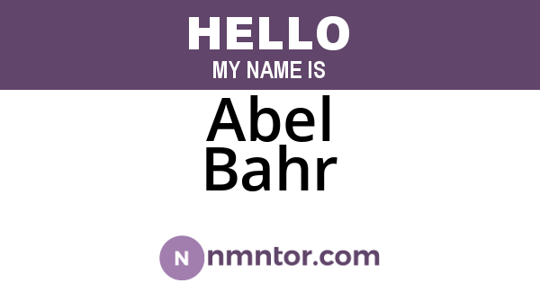 Abel Bahr
