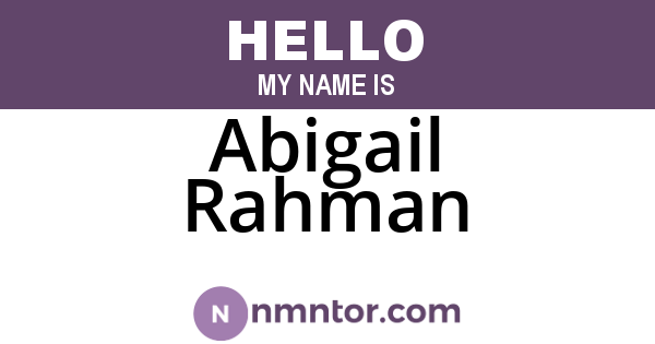 Abigail Rahman
