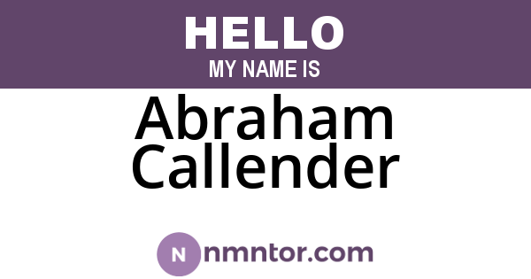 Abraham Callender