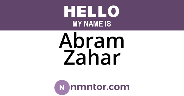 Abram Zahar