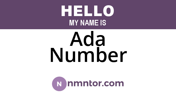 Ada Number