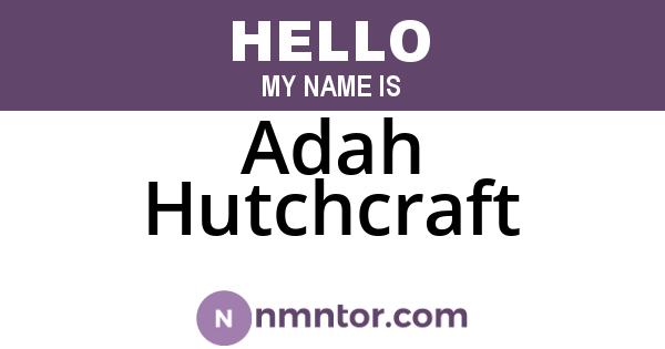 Adah Hutchcraft
