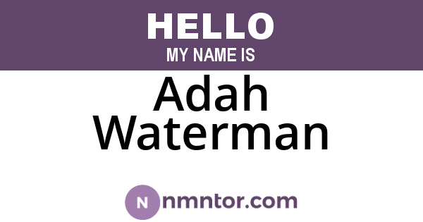 Adah Waterman