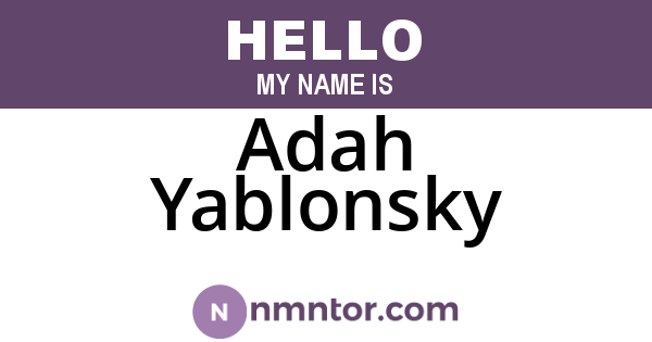 Adah Yablonsky