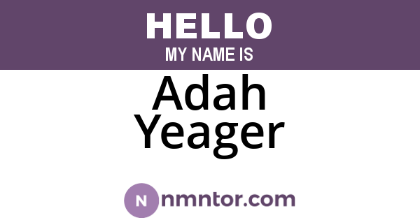 Adah Yeager