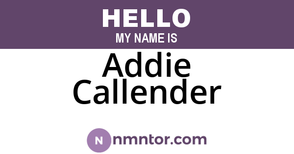 Addie Callender