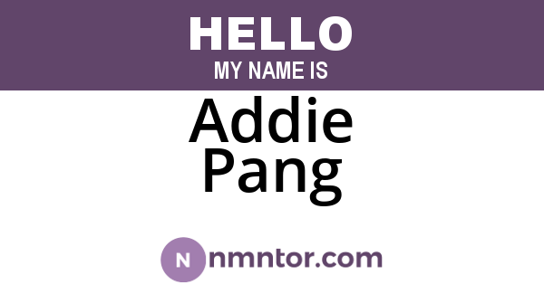 Addie Pang