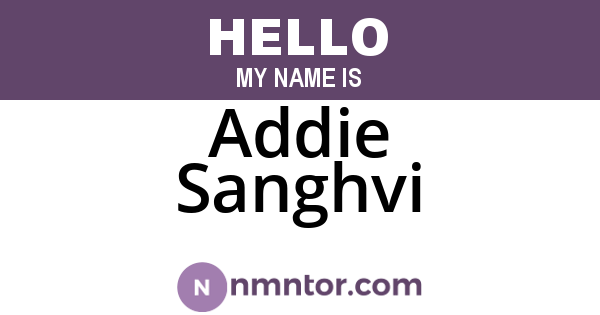 Addie Sanghvi