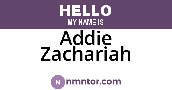 Addie Zachariah