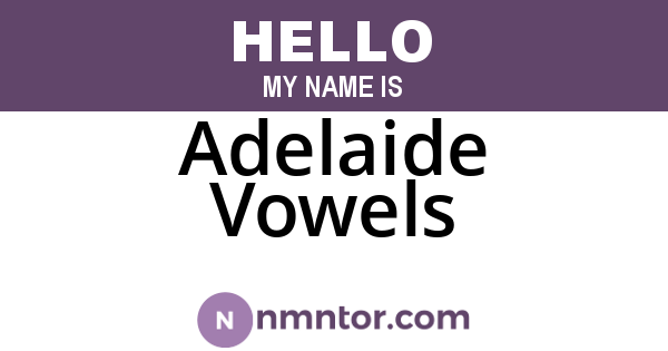Adelaide Vowels