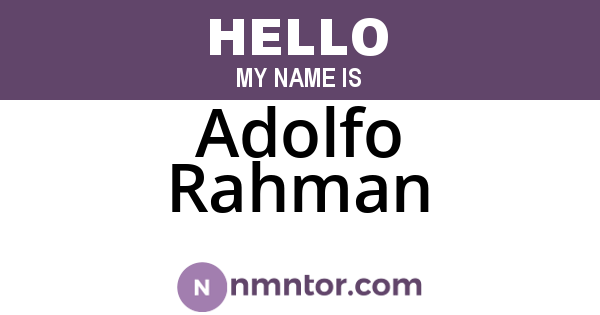 Adolfo Rahman