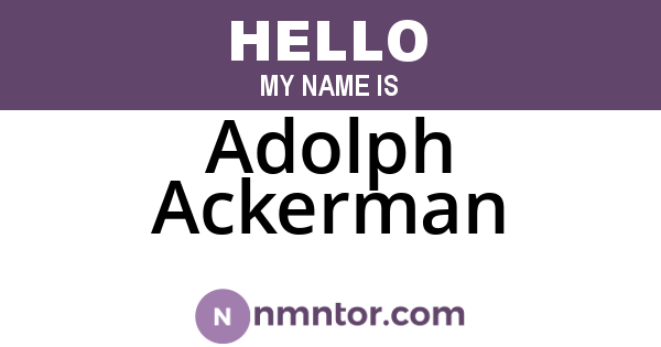 Adolph Ackerman