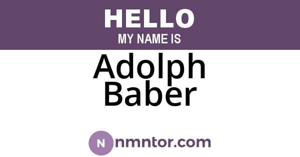 Adolph Baber