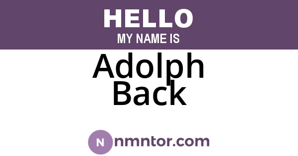 Adolph Back