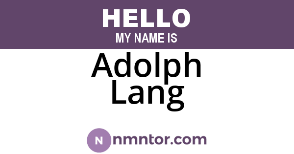Adolph Lang