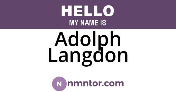 Adolph Langdon