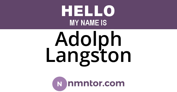 Adolph Langston