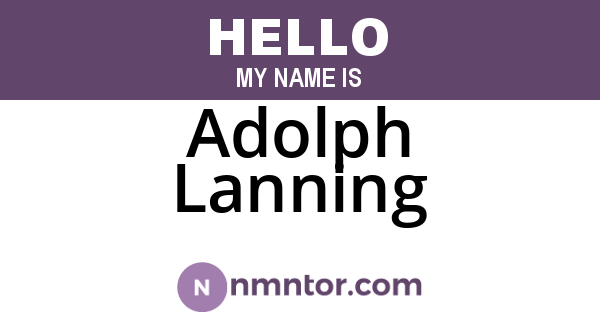 Adolph Lanning
