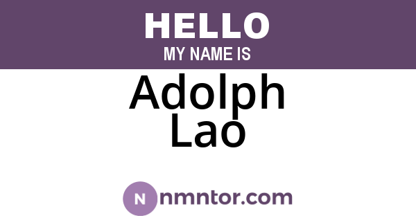 Adolph Lao