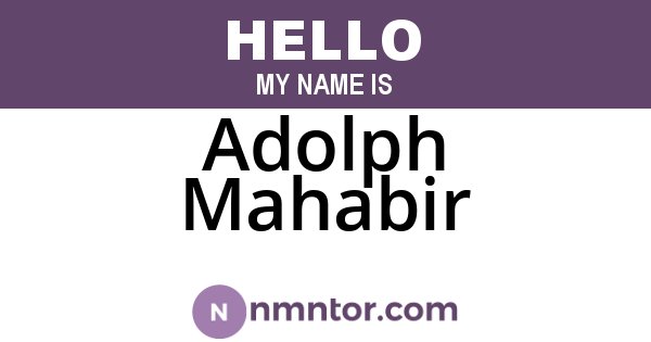 Adolph Mahabir