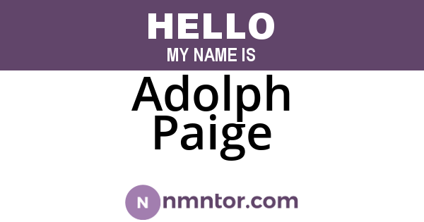 Adolph Paige