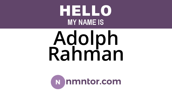 Adolph Rahman