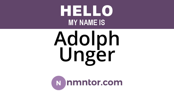 Adolph Unger