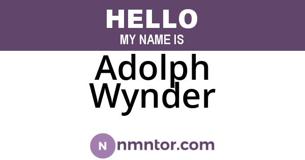 Adolph Wynder