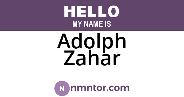Adolph Zahar