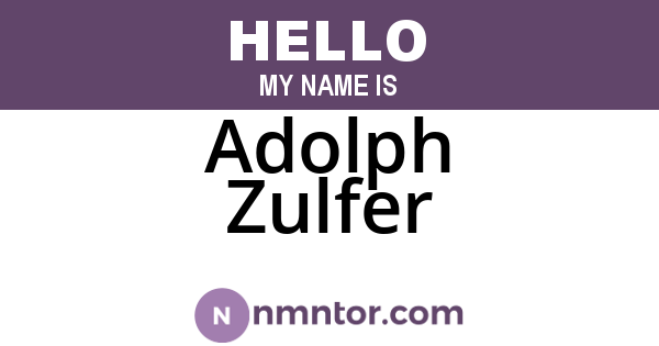 Adolph Zulfer