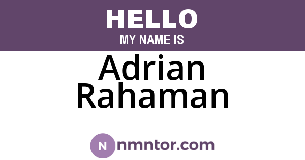 Adrian Rahaman