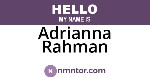 Adrianna Rahman