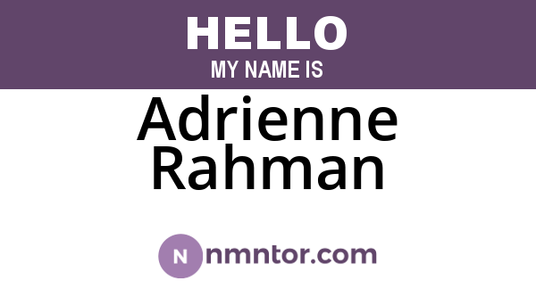 Adrienne Rahman