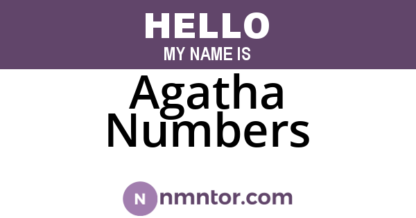 Agatha Numbers