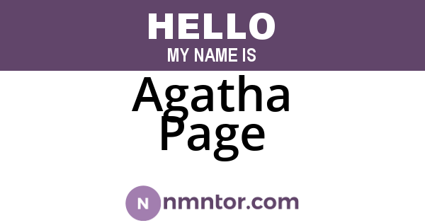 Agatha Page