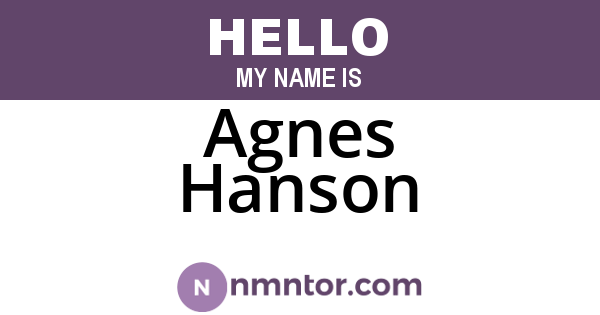 Agnes Hanson