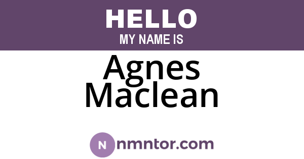 Agnes Maclean