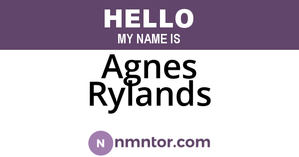 Agnes Rylands