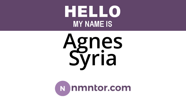 Agnes Syria