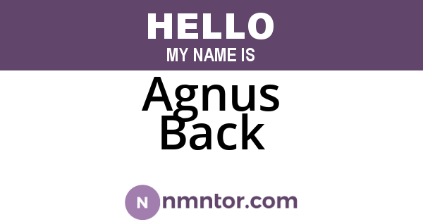 Agnus Back