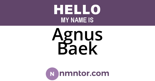 Agnus Baek