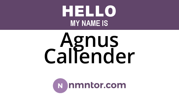 Agnus Callender