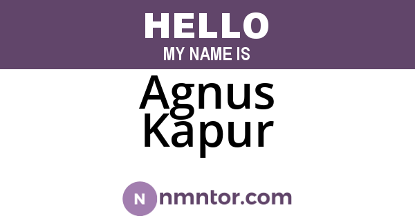 Agnus Kapur