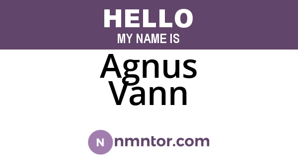 Agnus Vann