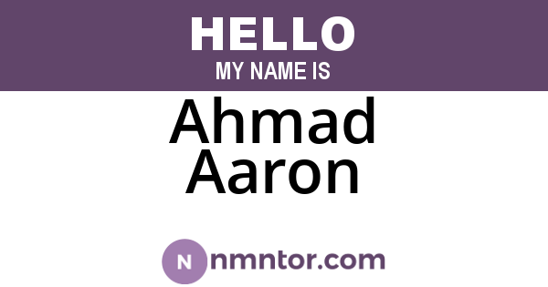 Ahmad Aaron